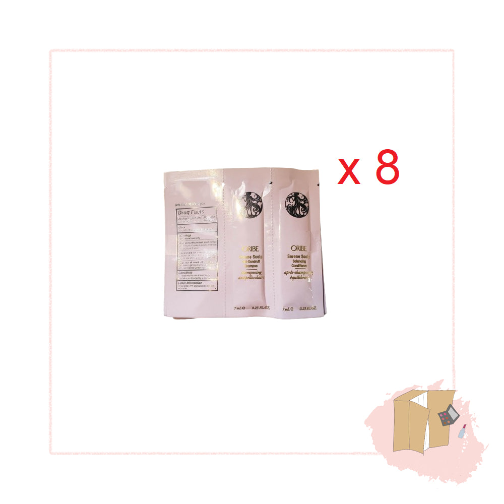 8 x Oribe Serene Scalp Anti-Dandruff Shampoo 7ml + Serene Scalp Balancing Conditioner 7ml