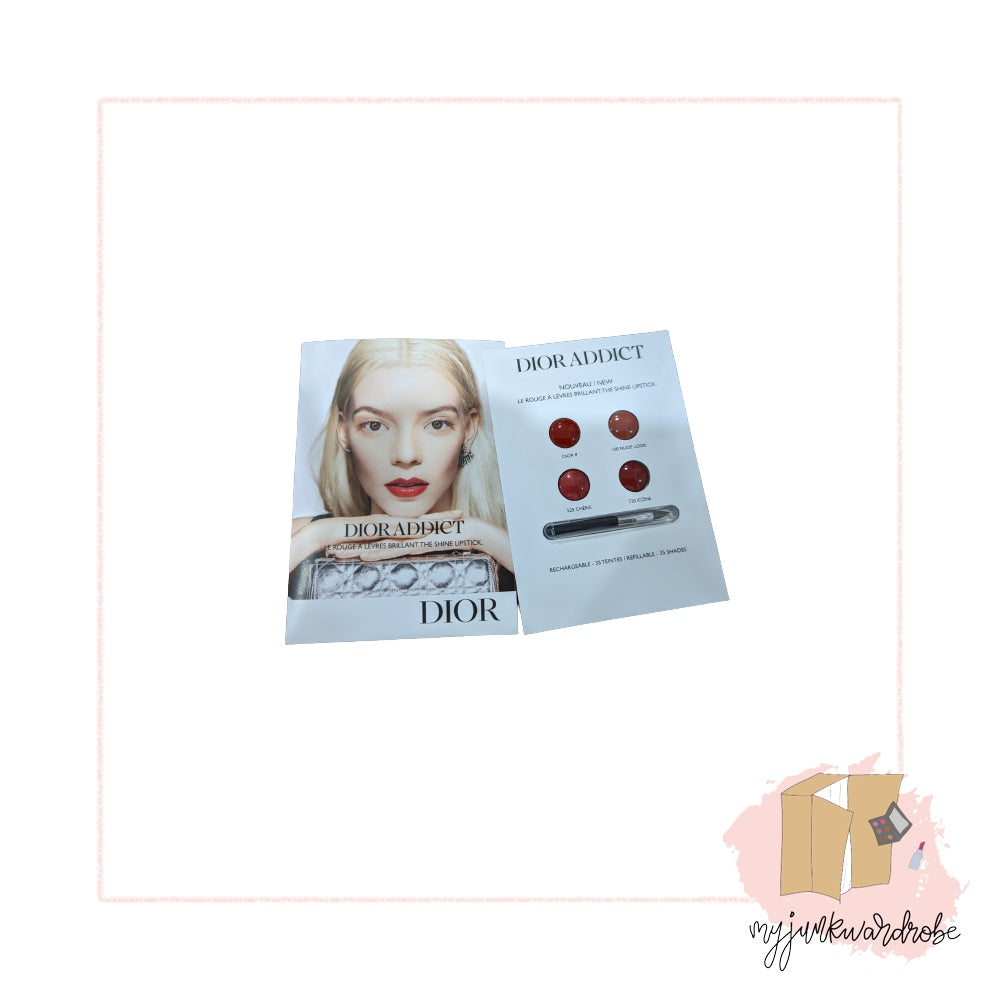 {Sample} Dior Addict The Shine Lipstick Sample Card w/ Brush