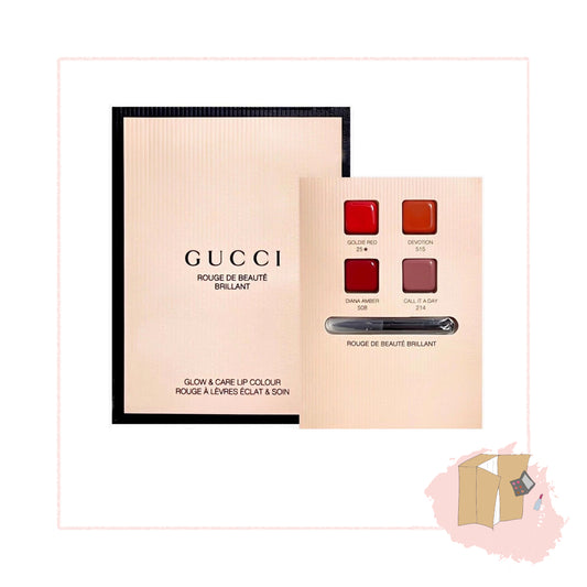 Gucci Glow & Care Lip Colour Sample Card 4 x 0.3g