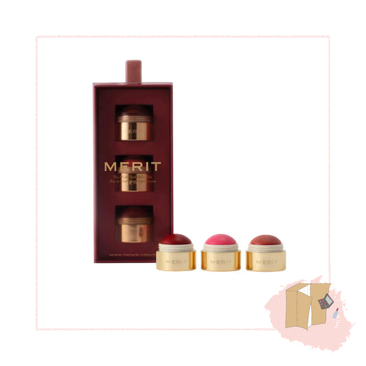 MERIT Mini Flush Balm Cream Blush Trio Set (Postmodern, Le Bonbon, Redux)