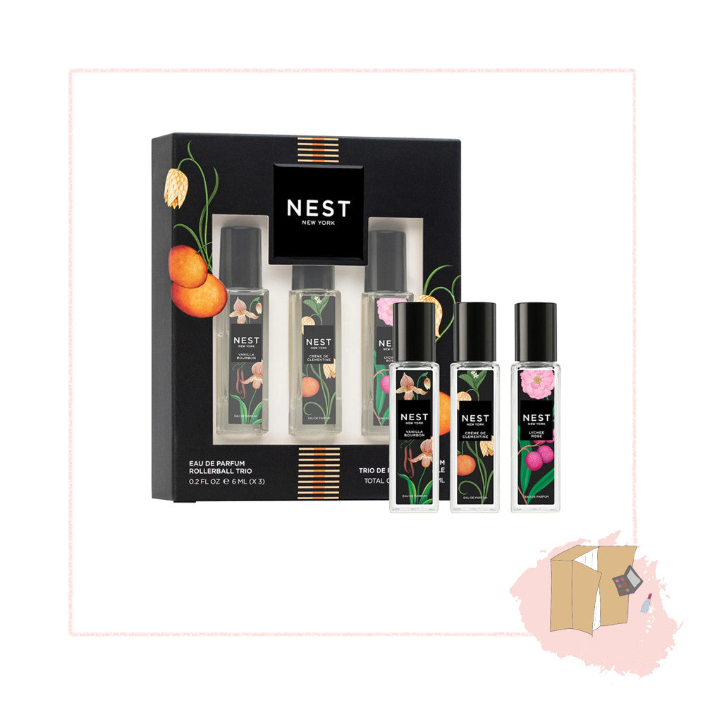 NEST New York Mini Rollerball Trio Set 3 x 6ml (Creme De Clementine, Vanilla Bourbon, Lychee Rose)
